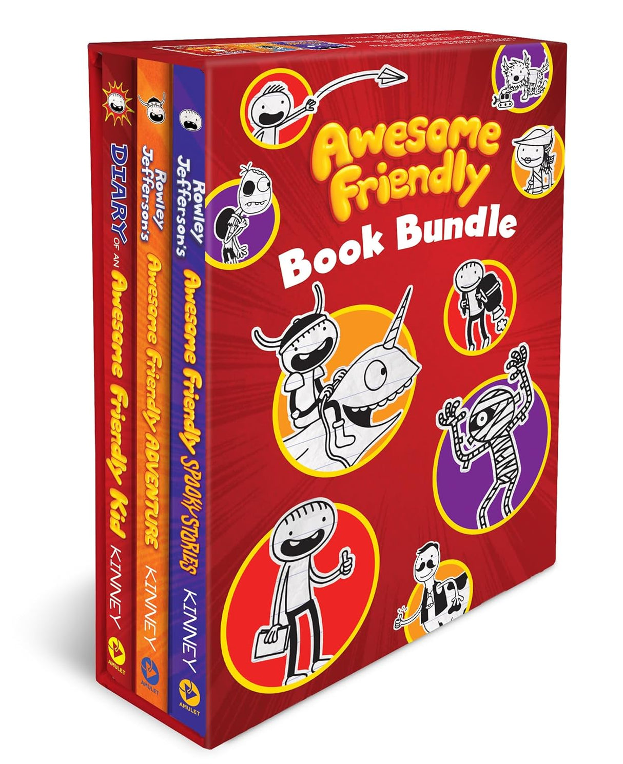 Red book bundle packaging with cartoon characters and text on a white background