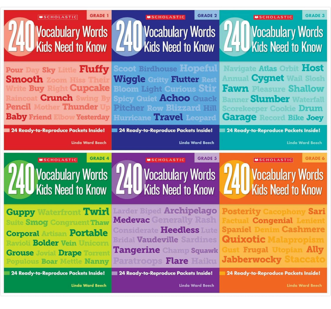 240 Vocabulary Words Kids Need to know 6 books