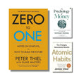 Two books 'Zero to One' and 'Atomic Habits' on a white background