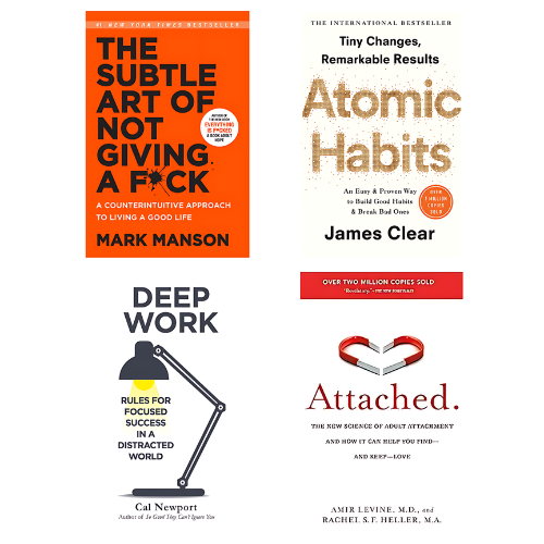 The Subtle Art of not Giving a Fuck + Atomic Habits + Deep Work + Attached Combo