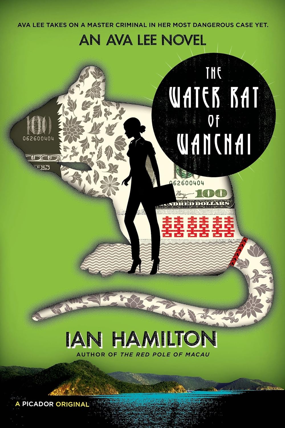 Book cover of 'The Water Rat of Wanchai' by Ian Hamilton with a stylized map and silhouette on a green background.