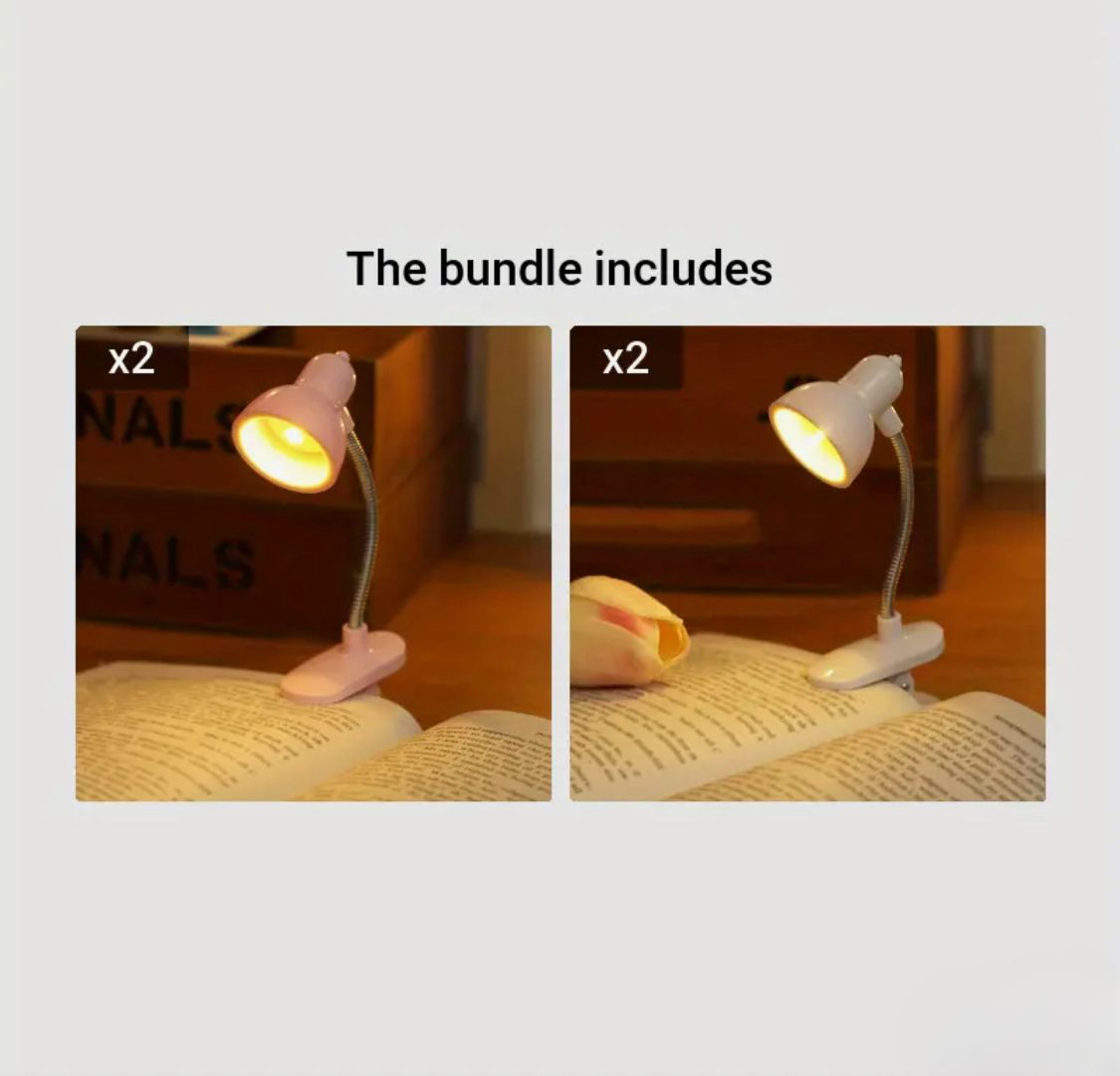 Mini Eye Protection Reading Book Light, Book Lamp With Clip, Bright Warm Mini Desk Clip Lamp Including Battery, Portable Adjustable Arm Night Reading Book Lamps For Home