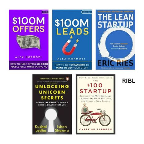 Collection of business books on a white background