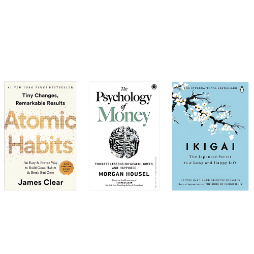 Atomic Habits+ Psychology Of Money+ Ikigai Combo