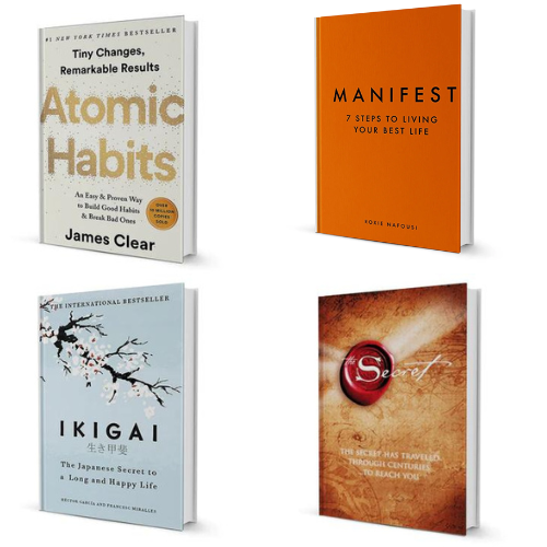 Atomic Habits + Ikigai + The Secret + Manifest Combo