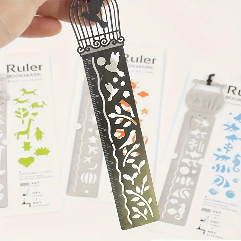 Elegant Hollow Metal Bookmarks with Built-in Ruler