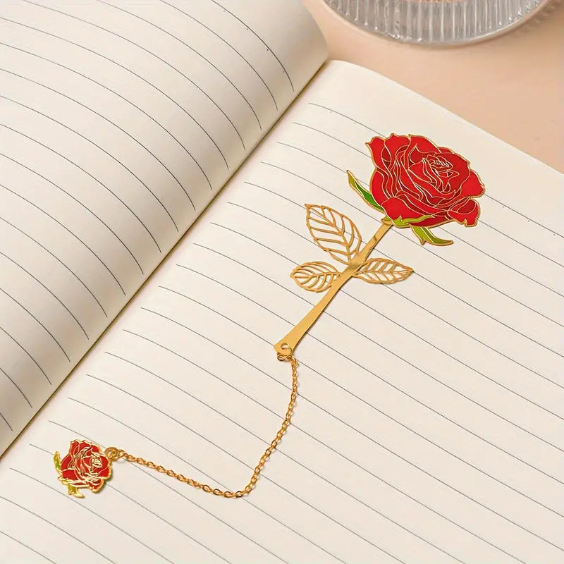 Exquisite Rose Flower Metal Bookmark