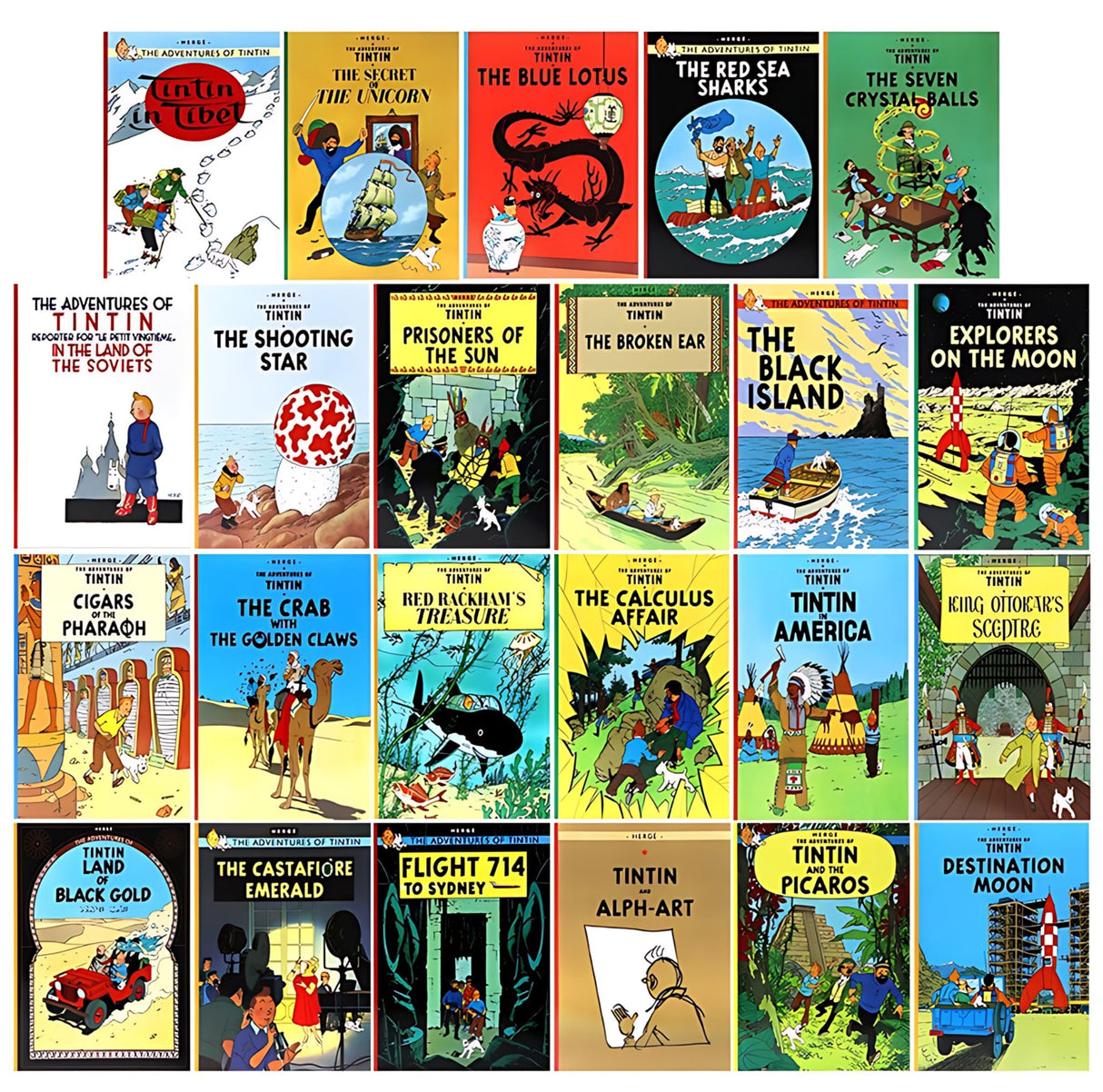 Tintin Paperback Boxed Set 23 titles